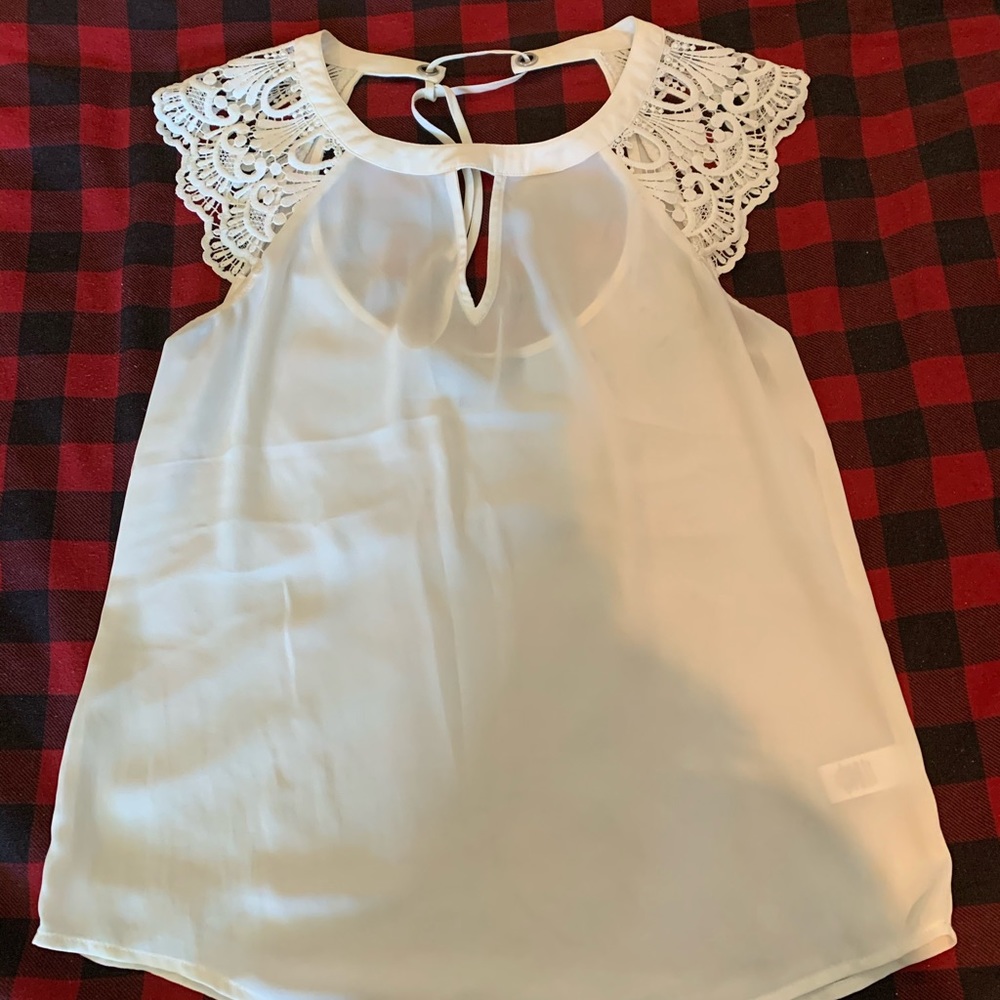 White Express Lace Blouse Top